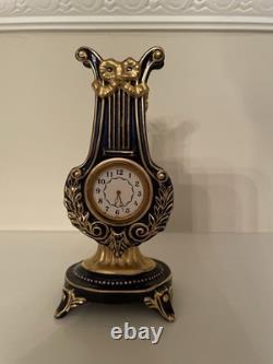 Vintage 1988 Lyre Harp Porcelain Mantel Clock Franklin Mint Collection -Untested