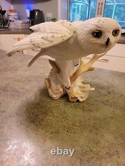 Vintage 1989 Beautiful Lifelike Porcelain SNOWY OWL Figurine Franklin Mint 8.75