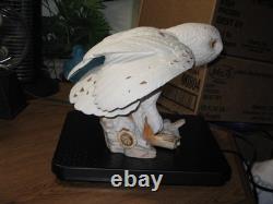 Vintage 1989 Franklin Mint Snowy White Owl Hand Painted Porcelain Sculpture
