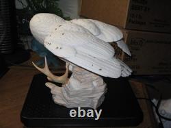 Vintage 1989 Franklin Mint Snowy White Owl Hand Painted Porcelain Sculpture