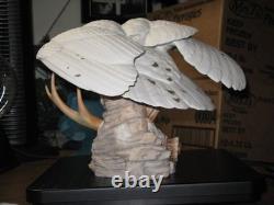 Vintage 1989 Franklin Mint Snowy White Owl Hand Painted Porcelain Sculpture