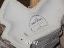 Vintage 1989 Franklin Mint Snowy White Owl Hand Painted Porcelain Sculpture