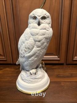 Vintage Fine Porcelain Franklin Mint Table Lamp The Snowy Owl By Raymond Watson