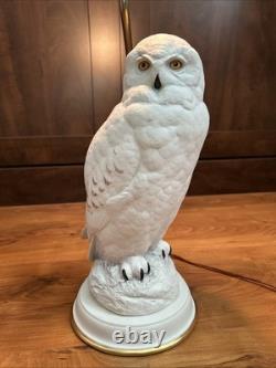 Vintage Fine Porcelain Franklin Mint Table Lamp The Snowy Owl By Raymond Watson