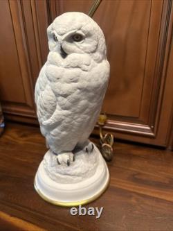 Vintage Fine Porcelain Franklin Mint Table Lamp The Snowy Owl By Raymond Watson