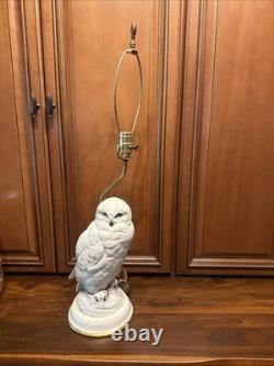 Vintage Fine Porcelain Franklin Mint Table Lamp The Snowy Owl By Raymond Watson
