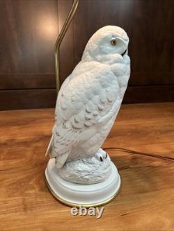 Vintage Fine Porcelain Franklin Mint Table Lamp The Snowy Owl By Raymond Watson