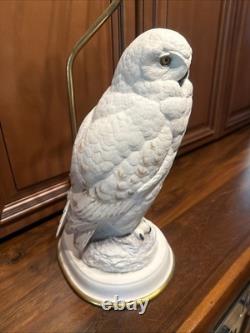 Vintage Fine Porcelain Franklin Mint Table Lamp The Snowy Owl By Raymond Watson