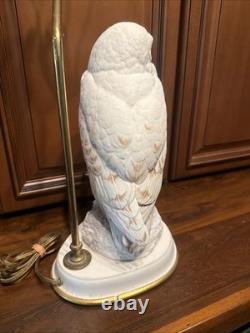 Vintage Fine Porcelain Franklin Mint Table Lamp The Snowy Owl By Raymond Watson
