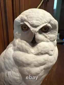 Vintage Fine Porcelain Franklin Mint Table Lamp The Snowy Owl By Raymond Watson