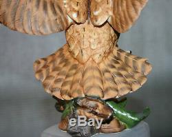 Vintage Fine Porcelain Handpainted Screech Owllarge Bird Of Preyfranklin Mint