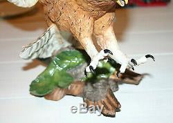 Vintage Fine Porcelain Handpainted Screech Owllarge Bird Of Preyfranklin Mint