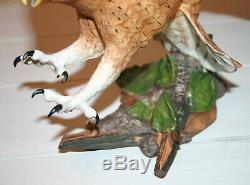 Vintage Fine Porcelain Handpainted Screech Owllarge Bird Of Preyfranklin Mint