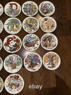 Vintage Franklin Mint Animal Alphabet 26 Full Set Mini Plates Collection 1983