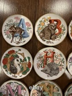 Vintage Franklin Mint Animal Alphabet 26 Full Set Mini Plates Collection 1983