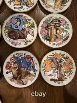 Vintage Franklin Mint Animal Alphabet 26 Full Set Mini Plates Collection 1983