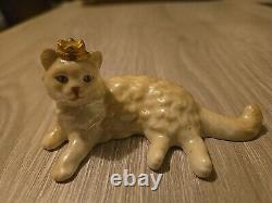 Vintage Franklin Mint Curio CAT Figurine Lustre Glaze With Crown NO Damage