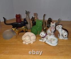Vintage Franklin Mint Curio Cabinet Cats Collection (Lot of 16)