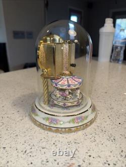 Vintage Franklin Mint Dentzel White Porcelain Anniversary Carousel Clock Germany
