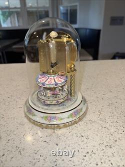 Vintage Franklin Mint Dentzel White Porcelain Anniversary Carousel Clock Germany