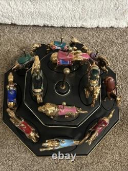 Vintage Franklin Mint Golden Carousel With Display Stand. Various Animals