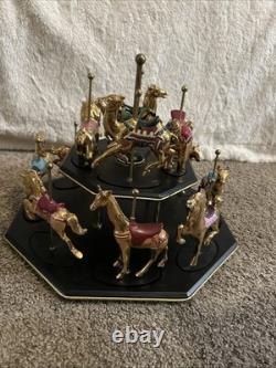 Vintage Franklin Mint Golden Carousel With Display Stand. Various Animals