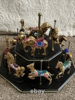 Vintage Franklin Mint Golden Carousel With Display Stand. Various Animals