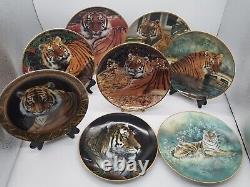 Vintage Franklin Mint Lot-of-8 Limited Edition Collector Tiger Porcelain Plates