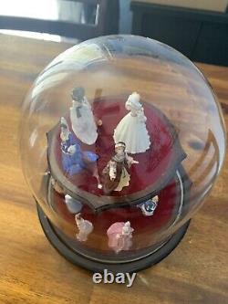 Vintage Franklin Mint Porcelain 10 Miniature Ladies of Fashion With Dome Display