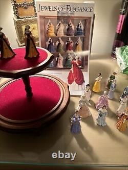 Vintage Franklin Mint Porcelain 13 Miniature Ladies of Fashion With Dome Display