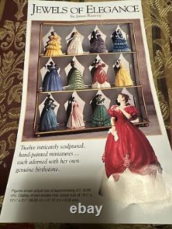 Vintage Franklin Mint Porcelain 13 Miniature Ladies of Fashion With Dome Display