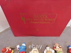 Vintage Franklin Mint Santa Around the World Ornaments Set of 18 Original Box