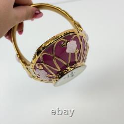 Vintage Franklin Mint Summer Egg Basket with 9 Fabrege Design Eggs Gold Accent