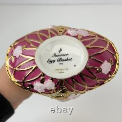 Vintage Franklin Mint Summer Egg Basket with 9 Fabrege Design Eggs Gold Accent