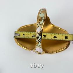 Vintage Franklin Mint Summer Egg Basket with 9 Fabrege Design Eggs Gold Accent