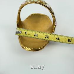Vintage Franklin Mint Summer Egg Basket with 9 Fabrege Design Eggs Gold Accent