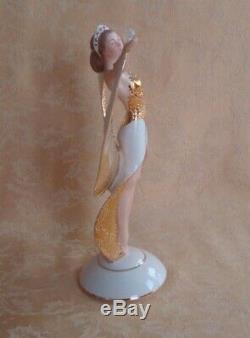 Vintage Franklin Mint Sunrise in Gold Art Deco Porcelain Lady Figurine
