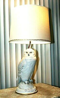 Vintage Franklin Mint The Snowy Owl Fine Porcelain Table Lamp by Raymond Watson