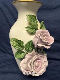 Vintage Franklin Mint Vases By Rosanne Sanders 3D Flowers Leaves Lot Of 4