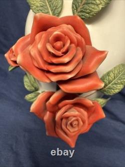 Vintage Franklin Mint Vases By Rosanne Sanders 3D Flowers Leaves Lot Of 4