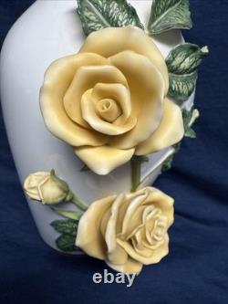 Vintage Franklin Mint Vases By Rosanne Sanders 3D Flowers Leaves Lot Of 4