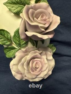 Vintage Franklin Mint Vases By Rosanne Sanders 3D Flowers Leaves Lot Of 4