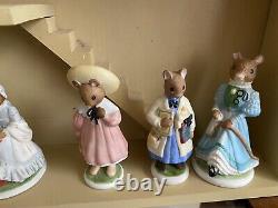 Vintage Franklin Mint Woodmouse Family 25 Figurines With Display Complete Set