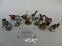 Vintage Franklin Porcelain 1982 Garden Birds of the World Miniatures, Set of 12