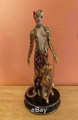 Vintage House of Erte Porcelain Sculpture Leopard Ocelot By Franklin Mint