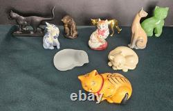 Vintage Lot 10 Franklin Mint Curio Cabinet Cat Figurines 1980s