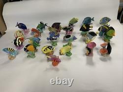 Vintage Lot Of 25 Set Franklin Mint The Jeweled Ocean Jewels Sea Fish 1988