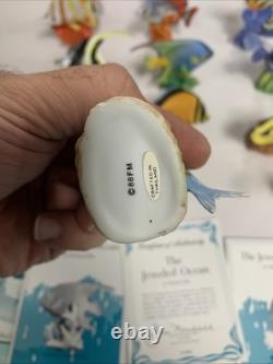 Vintage Lot Of 25 Set Franklin Mint The Jeweled Ocean Jewels Sea Fish 1988