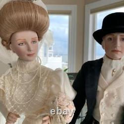 Vintage Porcelain Franklin Mint Bride & Groom Dolls