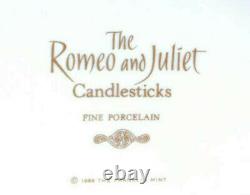 Vintage Porcelain Romeo and Juliet Candlesticks Figurines Franklin Mint White